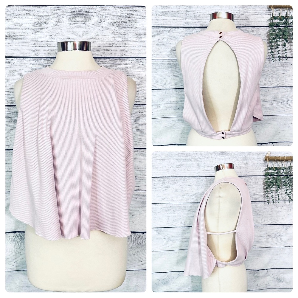 Free People Backless Lavender Open Back Crop Tank Top Open Sides Size Medium